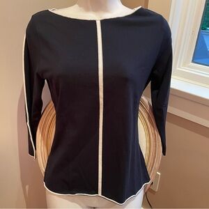 GIUPA'S Italy Lightweight knit  navy/white long sleeve top